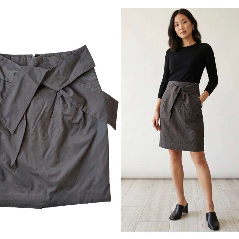 Banana Republic Petite Stretch Tie Waist Pencil Skirt Dark Espresso 00P